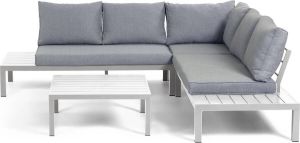 Kave Home 5-zits modulaire hoekbank en tafel Duka in wit aluminium