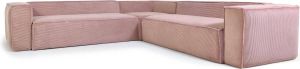 Kave Home 6-zits hoekbank Blok van roze corduroy 320 x 320 cm