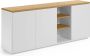 Kave Home Abilen 3-deurs dressoir van eikenhoutfineer met witte lak 180 x 75 cm FSC 100% - Thumbnail 1