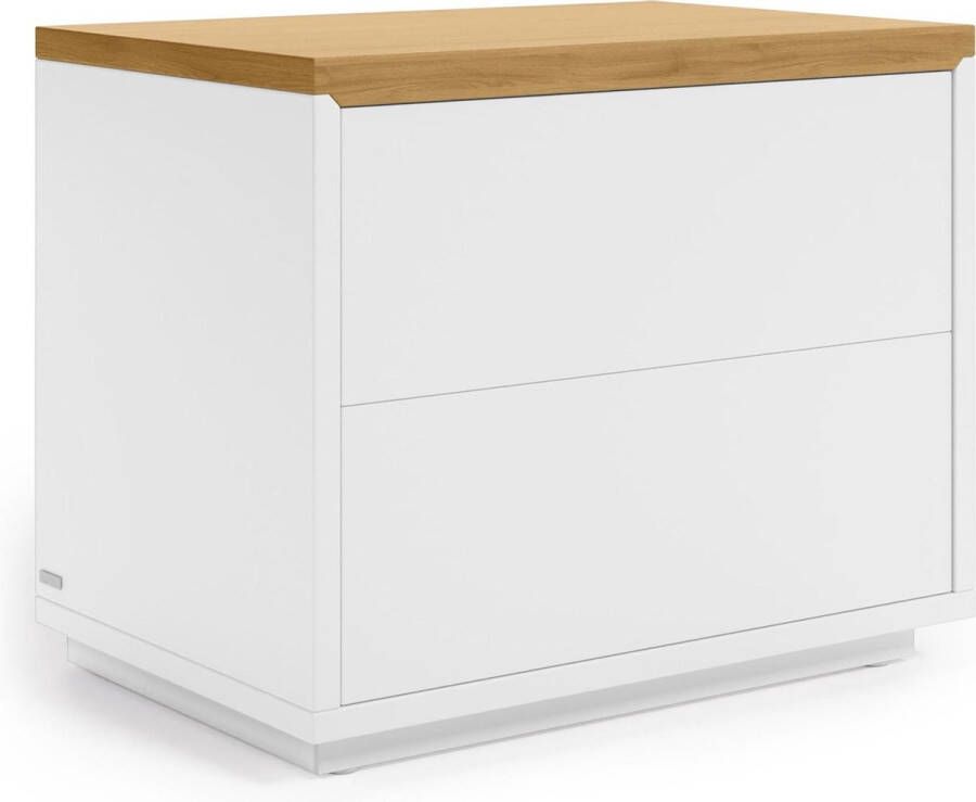 Kave Home Abilen eikenfineer en wit gelakt nachtkastje 53 4 x 44 cm FSC 100%