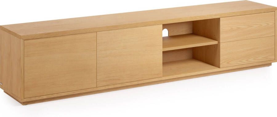 Kave Home Abilen TV meubel met 2 deuren en 2 laden in eikenfineer 200 x 43 6 cm 100% FSC