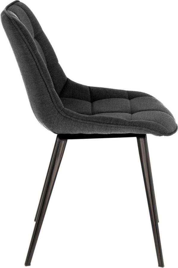 Kave Home Adam stoel donkergrijs en zwart stalen poten