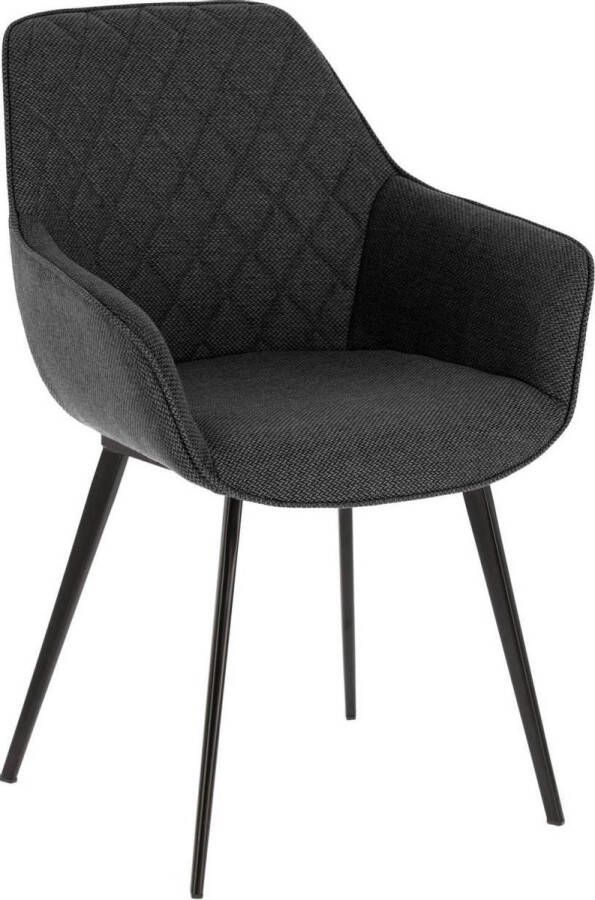 Kave Home Amira stoel donkergrijs en zwart stalen poten