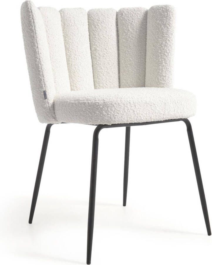 Kave Home Aniela chair in white sheepskin and metal with black finish
