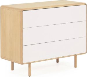 Kave Home Anielle commode met 3 laden in massief essenfineer 99 x 78 5 cm