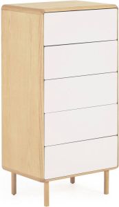 Kave Home Anielle kast met 5 laden in massief essenfineer 60 x 117 cm