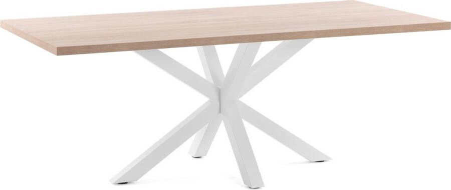 Kave Home Argo tafel 160 cm natuurlijke melamine wit benen