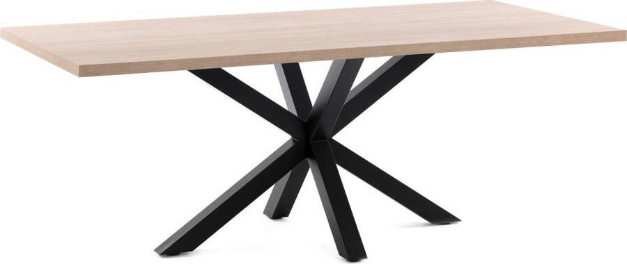 Kave Home Argo tafel 180 cm natuurlijke melamine zwarte benen