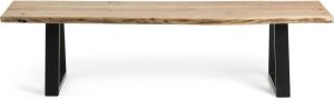 Kave Home Bank Alaia in massief acaciahout met zwarte stalen poten 160 cm
