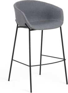 Kave Home Yvette Barkruk yvette grijs hoogte 74 cm grijs