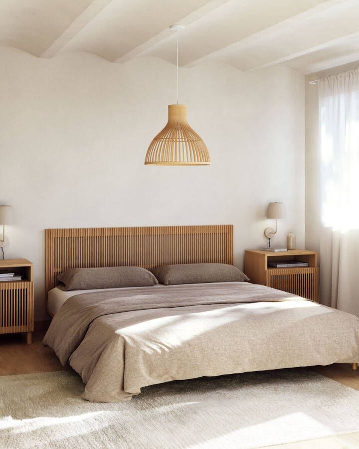 Kave Home Beyla nachtkastje in massief essen en eiken fineer 53 x 62 cm FSC 100%