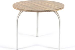 Kave Home Cailin ronde tafel in massief 100% FSC acaciahout met stalen poten in wit Ø 90 cm