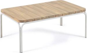 Kave Home Cailin salontafel in massief 100% FSC acaciahout met stalen poten in wit 100x60cm
