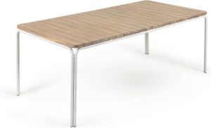 Kave Home Cailin tafel in massief 90% FSC acaciahout met stalen poten in wit 160 x 90 cm