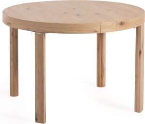Kave Home Colleen uittrekbare ronde tafel met eiken fineer en massief houten poten Ø120(170)x120 cm