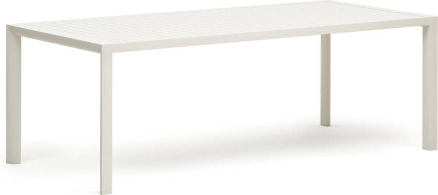 Kave Home Culip buitentafel in aluminium met witte afwerking 220 x 100 cm