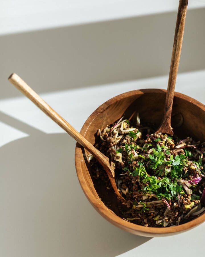 Kave Home Kom Delci Set van 2 stuks Acaciahout Naturel