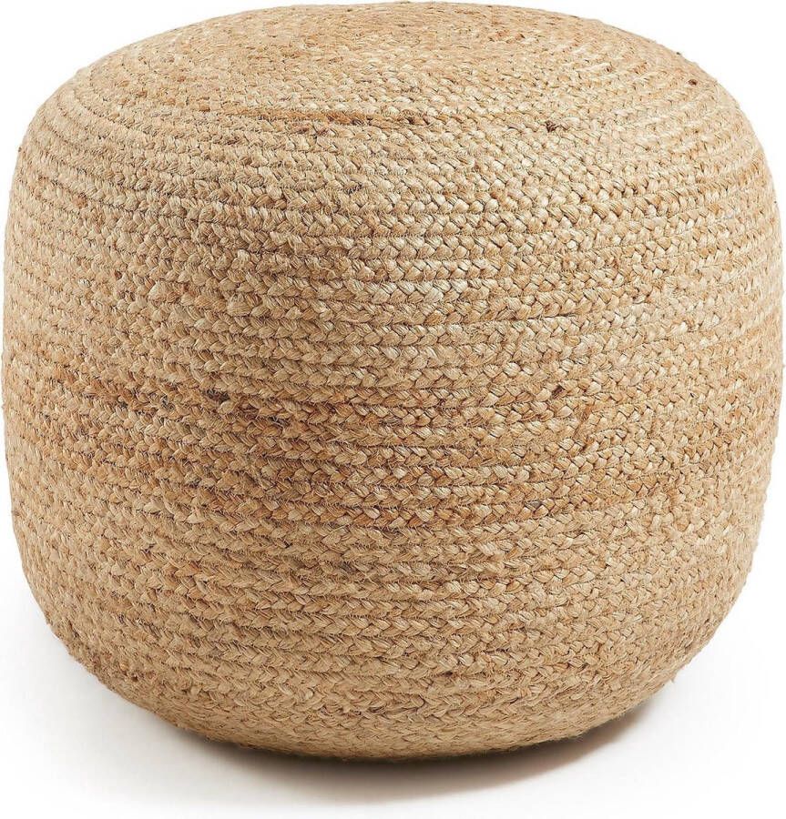 Kave Home Poef Doc Jute 50cm Blauw