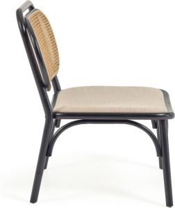 Kave Home Doriane solid elm easy chair with black lacquer finish and upholstered seat
