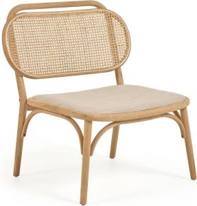 Kave Home Doriane solid oak easy chair with natural finish and upholstered seat