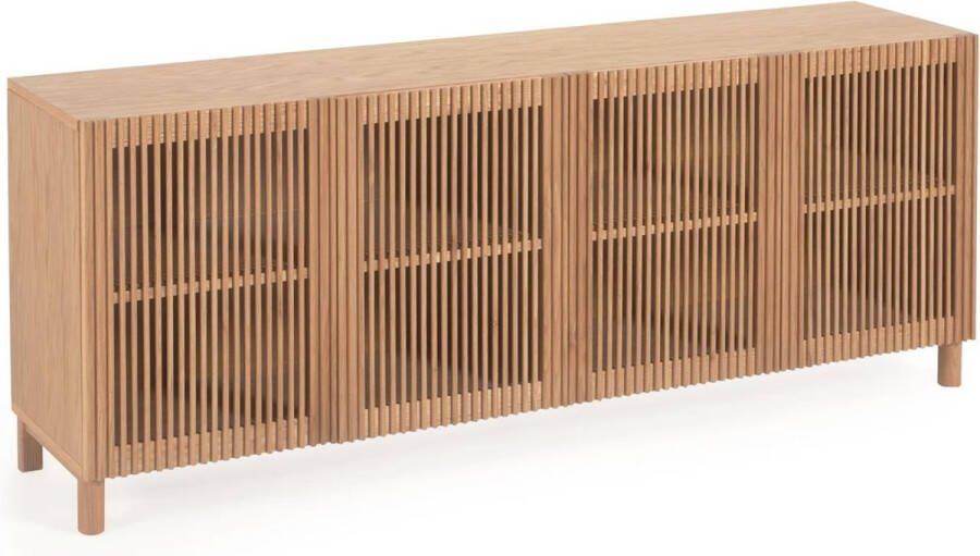 Kave Home Boekenkast Beyla 42.5 x 84.5 cm 78% MDF E0 (vezelplaat met gemiddelde dichtheid en lage formaldehyde-emissie klasse E0) 20% Eikenhoutplaat (Quercus alba) 2% Essenboomhout (Fraxinus Excelsior)