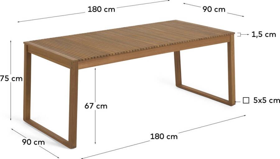 Kave Home Emili outdoor tafel in massief acaciahout 180 x 90 cm FSC 100%