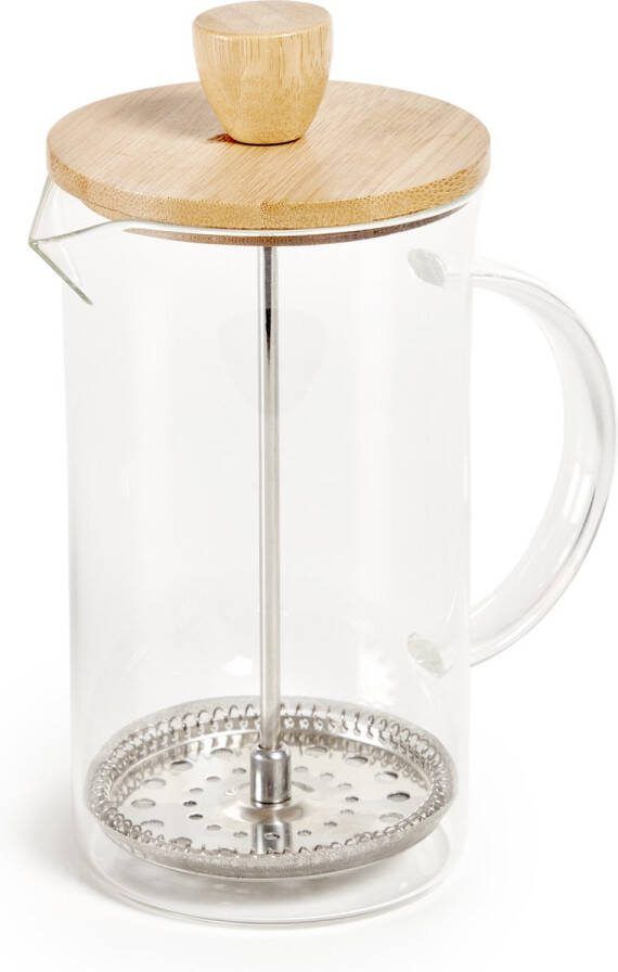 Kave Home Eumelia theepot van transparant glas met bamboe deksel