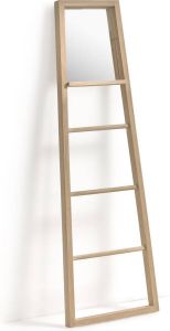 Kave Home Fiavina spiegel handdoekenrek massief mahoniehout 55 x 180 cm