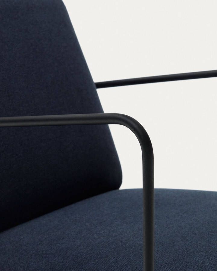 Kave Home Gamer fauteuil blauw en metaal met zwart geschilderde afwerking
