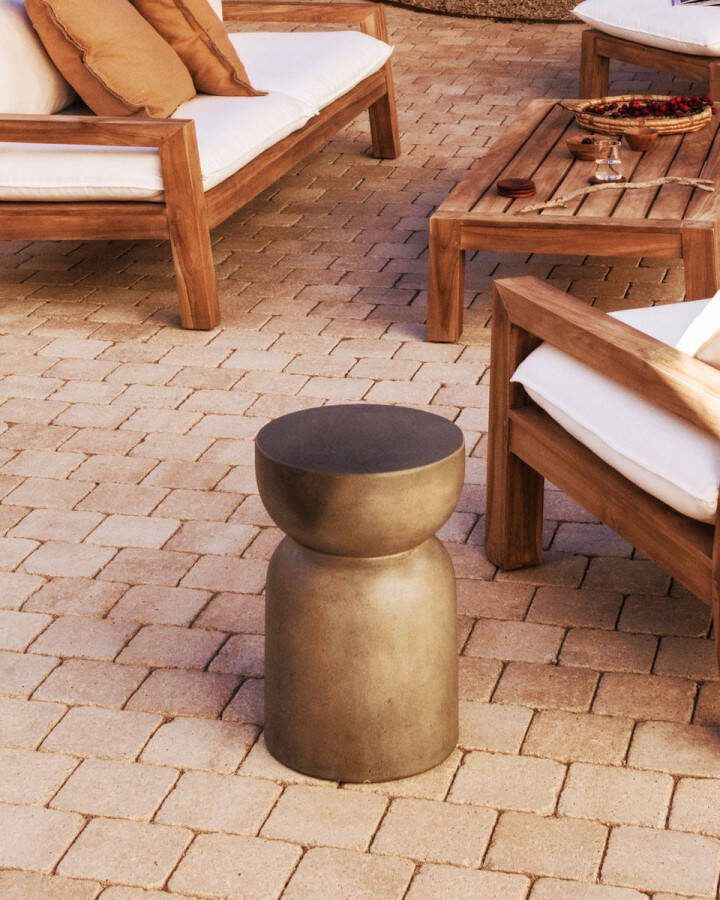 Kave Home Ronde Bijzettafel Garbet Cement Ø32cm Grijs