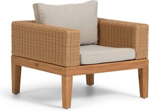 Kave Home Giana fauteuil in massief acaciahout en rotan FSC 100%