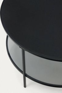 Kave Home Gilda salontafel van gehard glas en metaal met matzwarte afwerking Ø 80 cm
