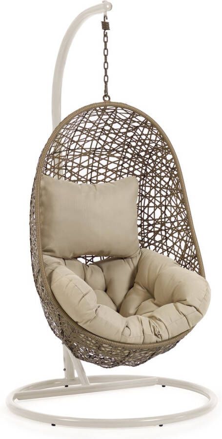 Kave Home Hangstoel met lichtgrijze Florina bruine poten