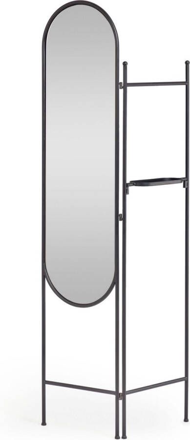 Kave Home Roomdivider Vaniria met spiegel 183 x 82cm Zwart Ovaal