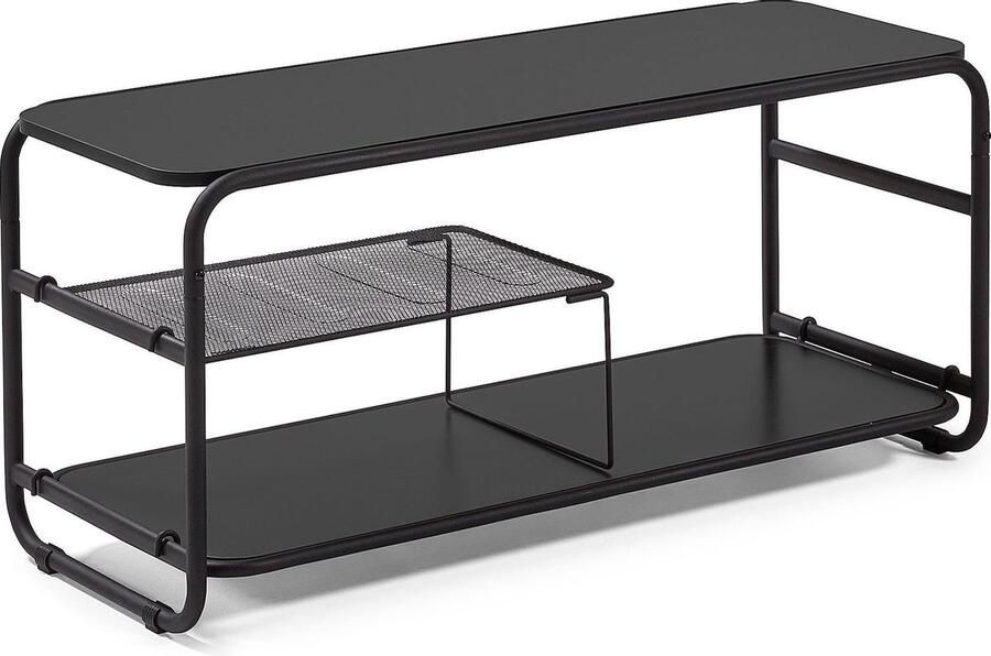 Kave Home Academy TV-meubel in melamine en staal met zwart gelakte afwerking 98 x 46 cm