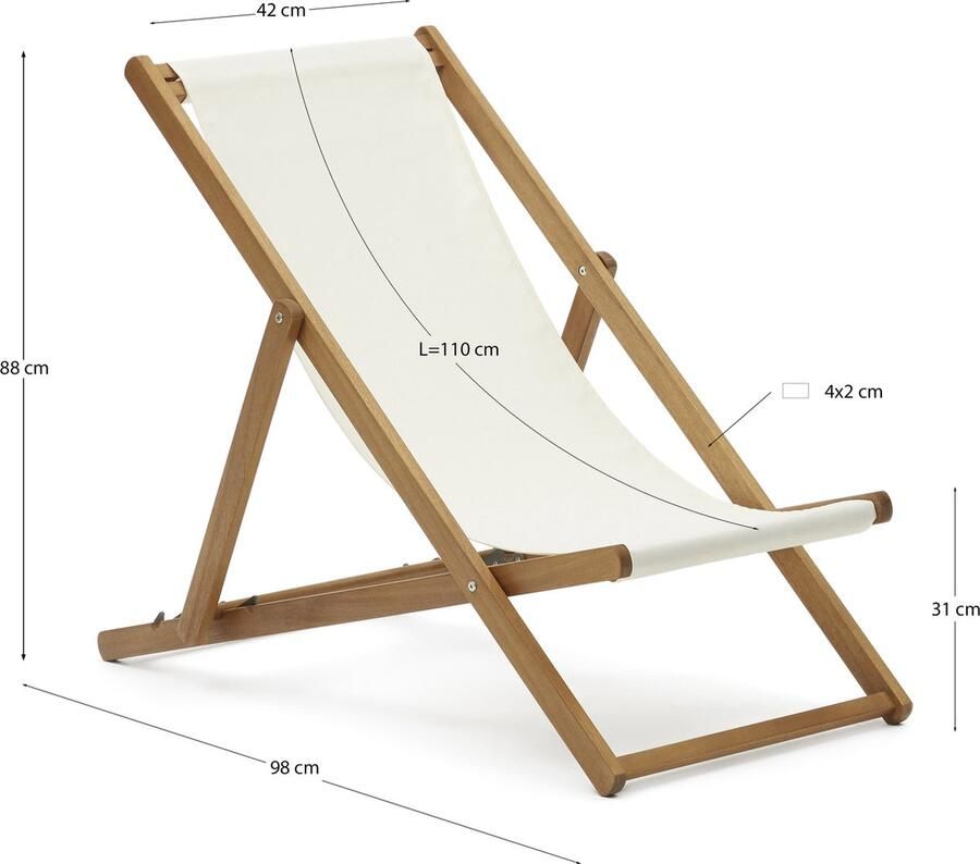 Kave Home Adredna strandstoel beige massief acaciahout FSC 100%
