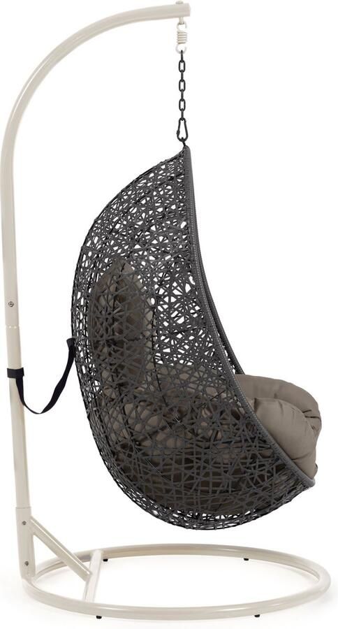 Kave Home Hangstoel met lichtgrijs Florina donkergrijs onderstel