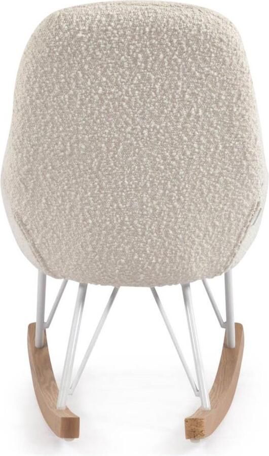 Kave Home Kinderschommelstoel Joey met witte schapenvacht