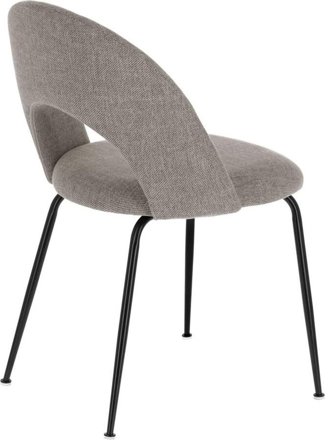 Kave Home Mahalia stoel in lichtgrijs en zwart stalen poten