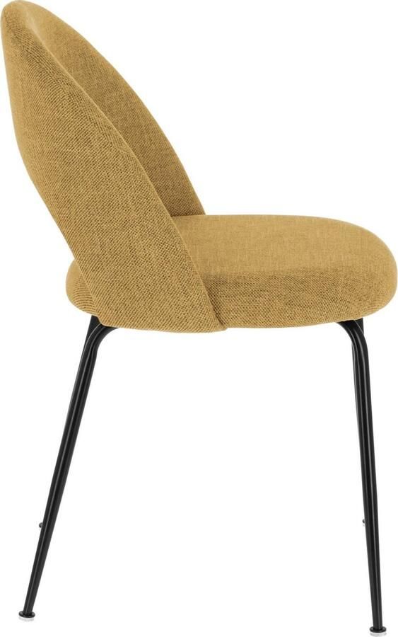 Kave Home Mahalia stoel in mosterdgeel en zwart stalen poten