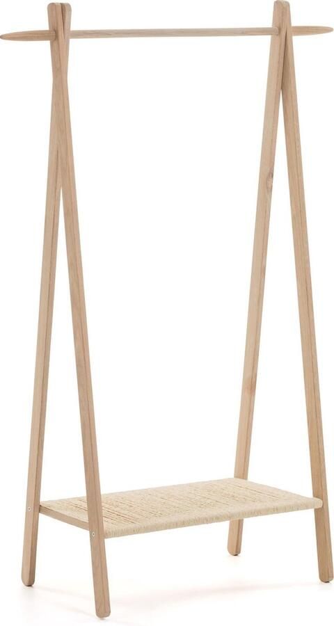 Kave Home Natane kledingroede van eikenhout en rotan 95 x 152 cm