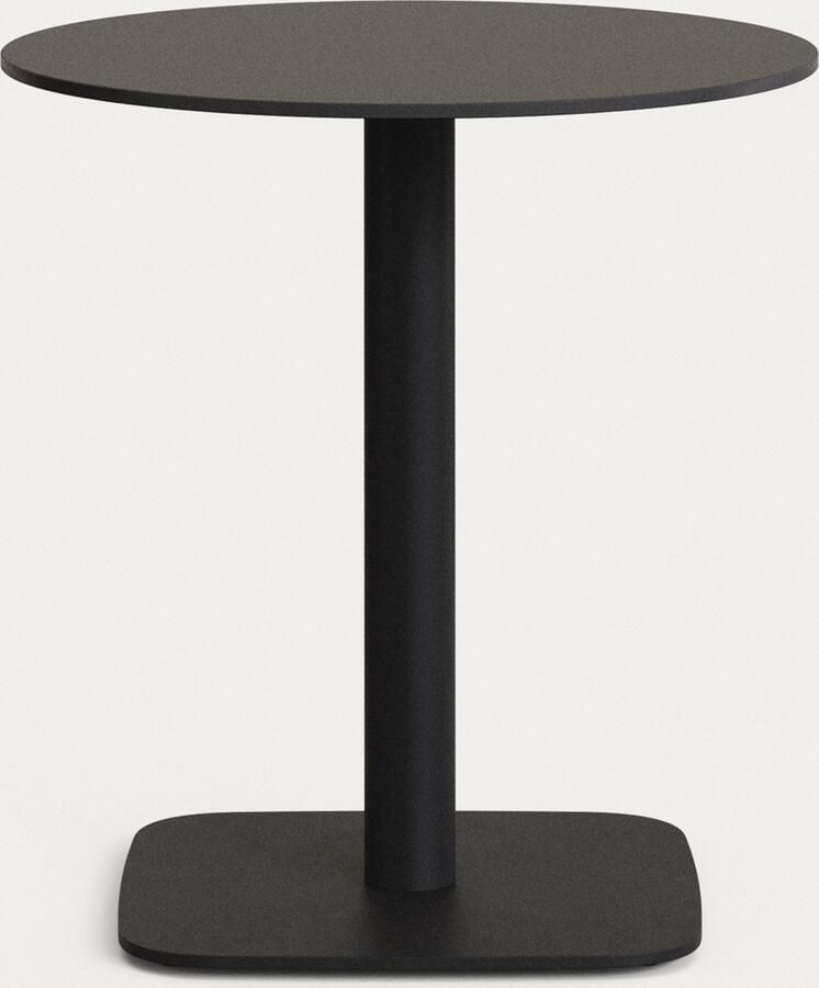 Kave Home Ronde zwarte Dina-buitentafel met zwart gelakte metalen poot Ø 68 x 70 cm
