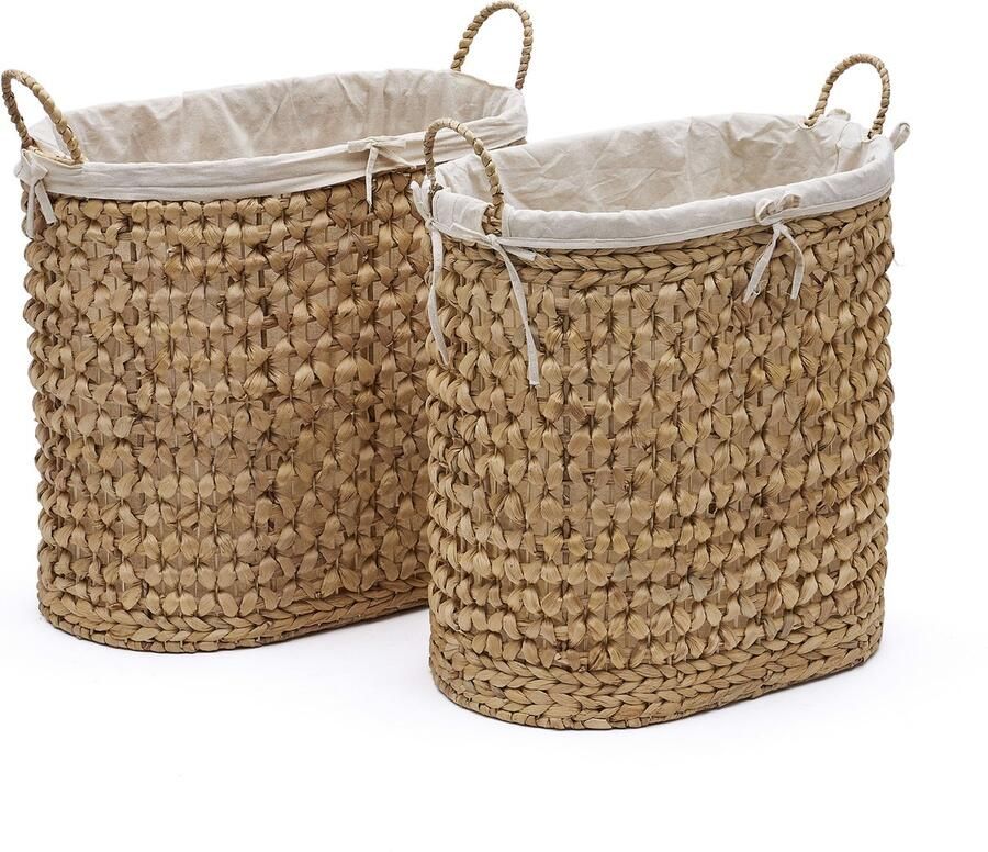 Kave Home Set van 2 Tressa-wasmanden van natuurvezel 50 cm | 60 cm