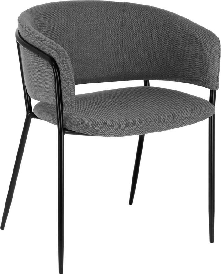 Kave Home Stoel Runnie licht grijze met stalen poten met zwarte afwerking