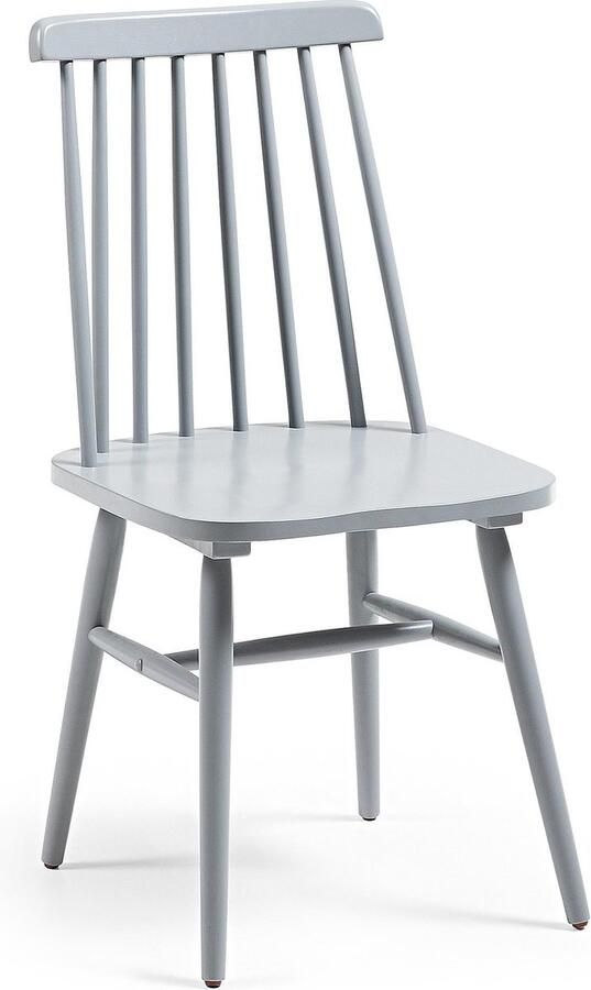 Kave Home Tressia stoel van MDF en massief rubberboomhout grijs gelakt