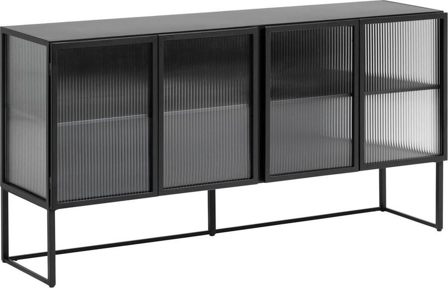 Kave Home Trixie stalen dressoir met 4 deuren met zwart gelakte afwerking 160 x 81 cm