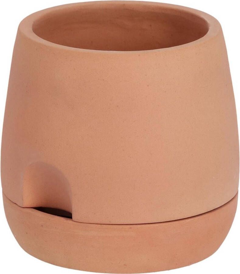 Kave Home Luigina kleine terracotta bloempot met zelfvoorzienend systeem Ø 27 cm