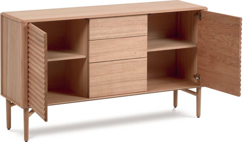 Kave Home Lenon 2-deurs dressoir van eikenhout met 3 laden 155 x 86 cm FSC MIX Credit