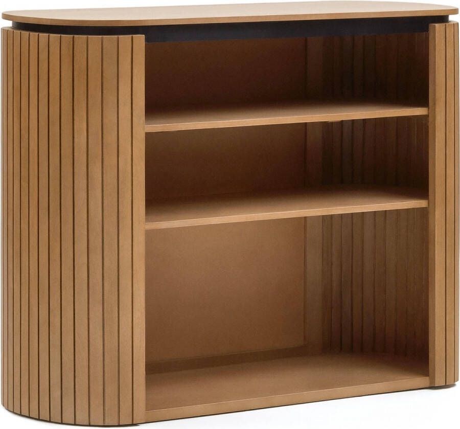 Kave Home Licia plank in massief mangohout en zwart gelakt metaal 120 x 90 cm