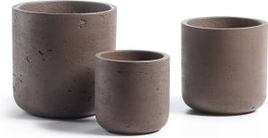 Kave Home Low set van 3 bloempotten bruin Ø 18 cm Ø 15 cm Ø 12 cm